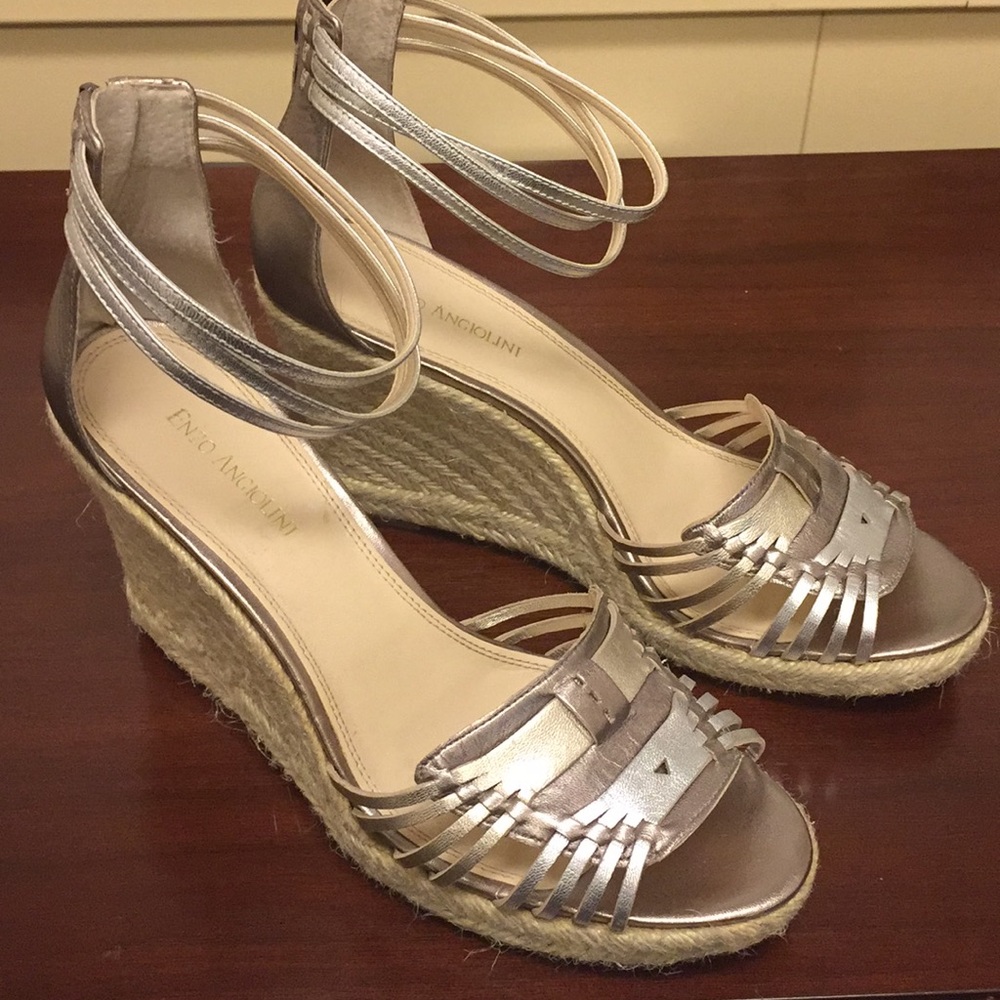 Wedge leather espadrilles